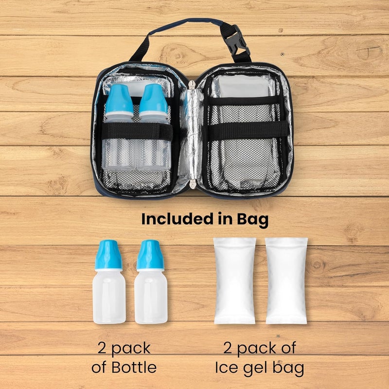 CRAFKEN Breastmilk Cooler Storage Bag, 100% Insulated Bag with 2 Ice Gel Pack with Cooler Fits 2 Bottles (125 Ml), Waterproof Breastmilk Warmer Bag for Travel, Work, Picnic (Sapphire Blue) - Image 5