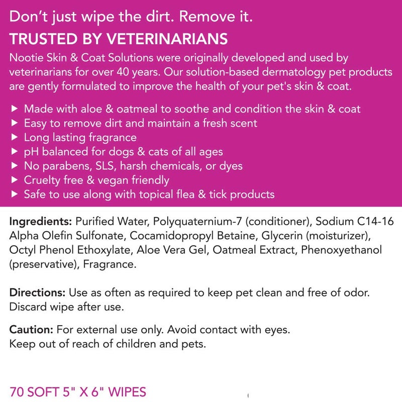 Nootie Waterless Shampoo Wipes for Dogs & Cats - Long Lasting Japanese Cherry Blossom Fragrance - Sold in Over 10,000 Vet Clinics and Pet Stores Worldwide, Made in USA - 70 Count - Image 5