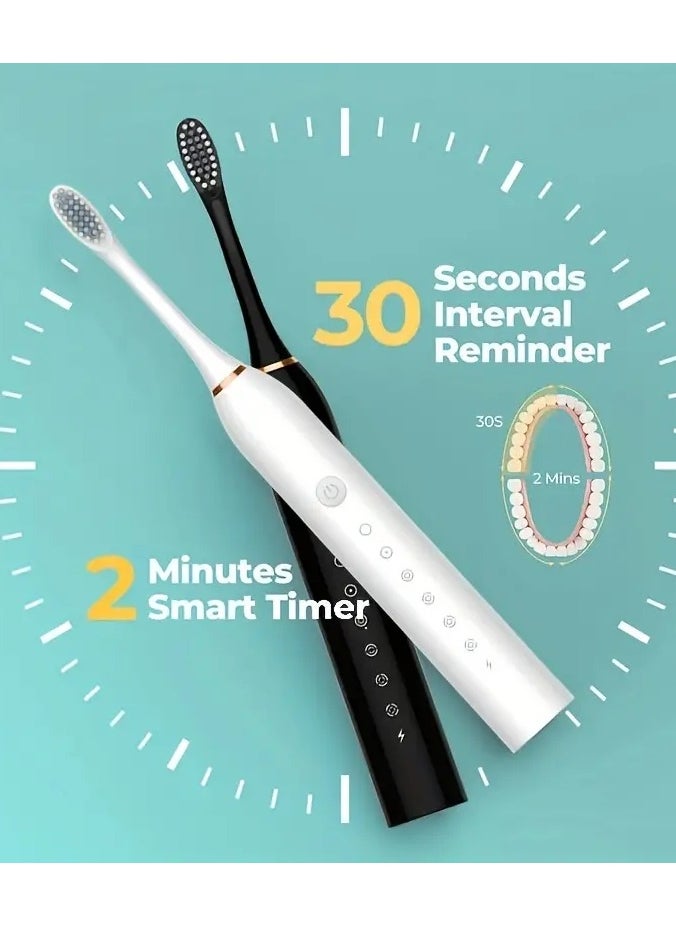 ORiTi - Sonic Electric Toothbrush With Brush Heads For Men Women Tooth Clean 5 Modes Smart Timer Electric Toothbrushes X3 - BLACK - Image 1