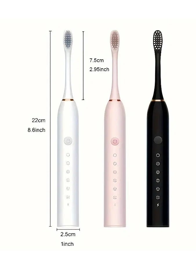 ORiTi - Sonic Electric Toothbrush With Brush Heads For Men Women Tooth Clean 5 Modes Smart Timer Electric Toothbrushes X3 - BLACK - Image 1