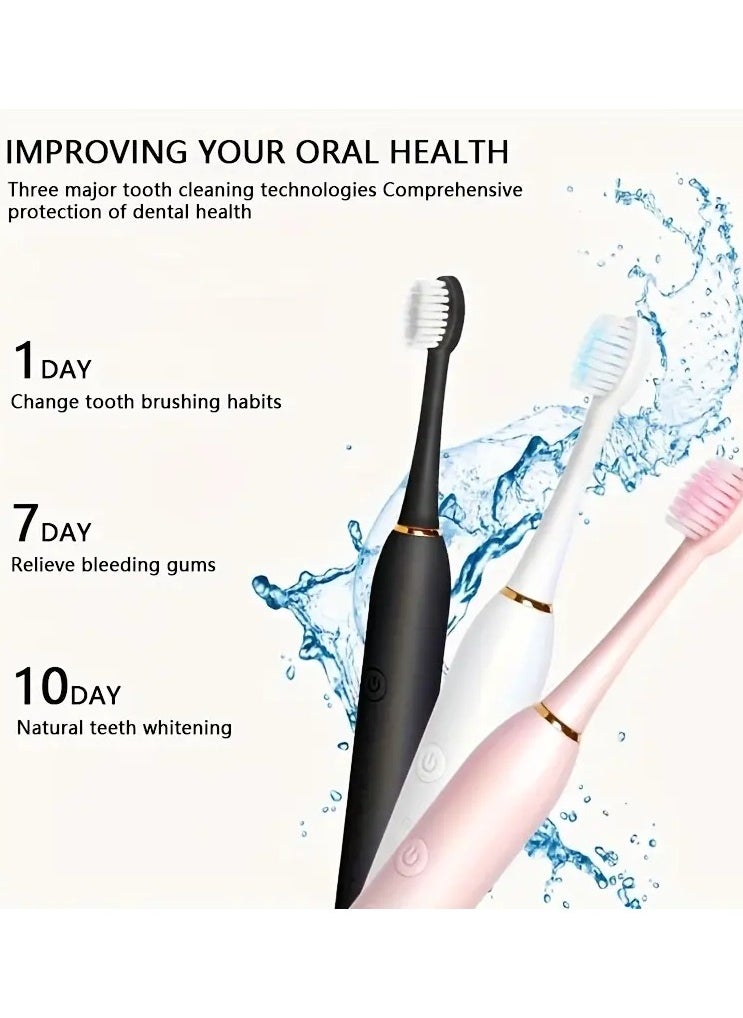 ORiTi - Sonic Electric Toothbrush With Brush Heads For Men Women Tooth Clean 5 Modes Smart Timer Electric Toothbrushes X3 - BLACK - Image 1