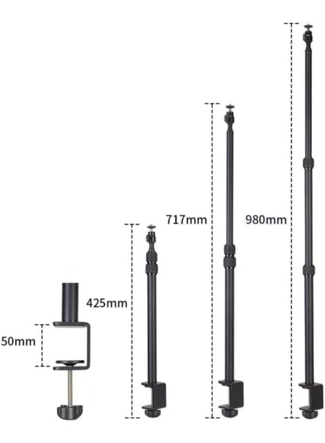 جيه ماري حامل ثلاثي القوائم للمكتب، حامل إضاءة سطح الطاولة، مشبك MT-49، حامل لولبي 1/4 بوصة للكاميرات، وأضواء LED والحلقات، قابل للتعديل، قوي وقابل للحمل - Image 4