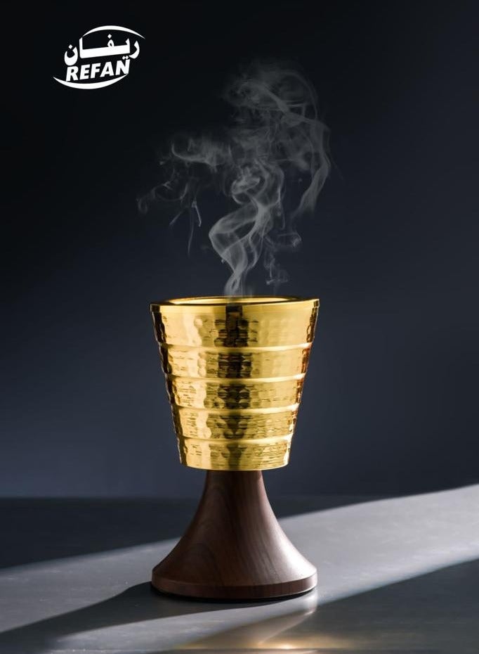 REFAN Modern Luxury Incense Burner in Golden and Wooden Color
