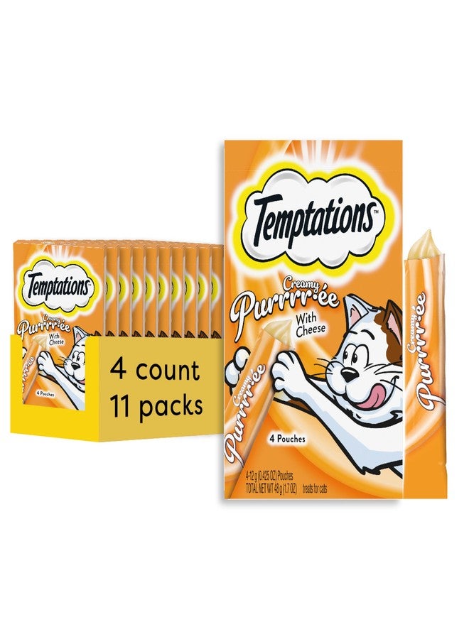Temptations Creamy Puree Squeezable Lickable Wet Cat Treats with Cheese, 0.42 oz. Tubes, 4 Count, Pack of 11 (44 Total) - Image 1