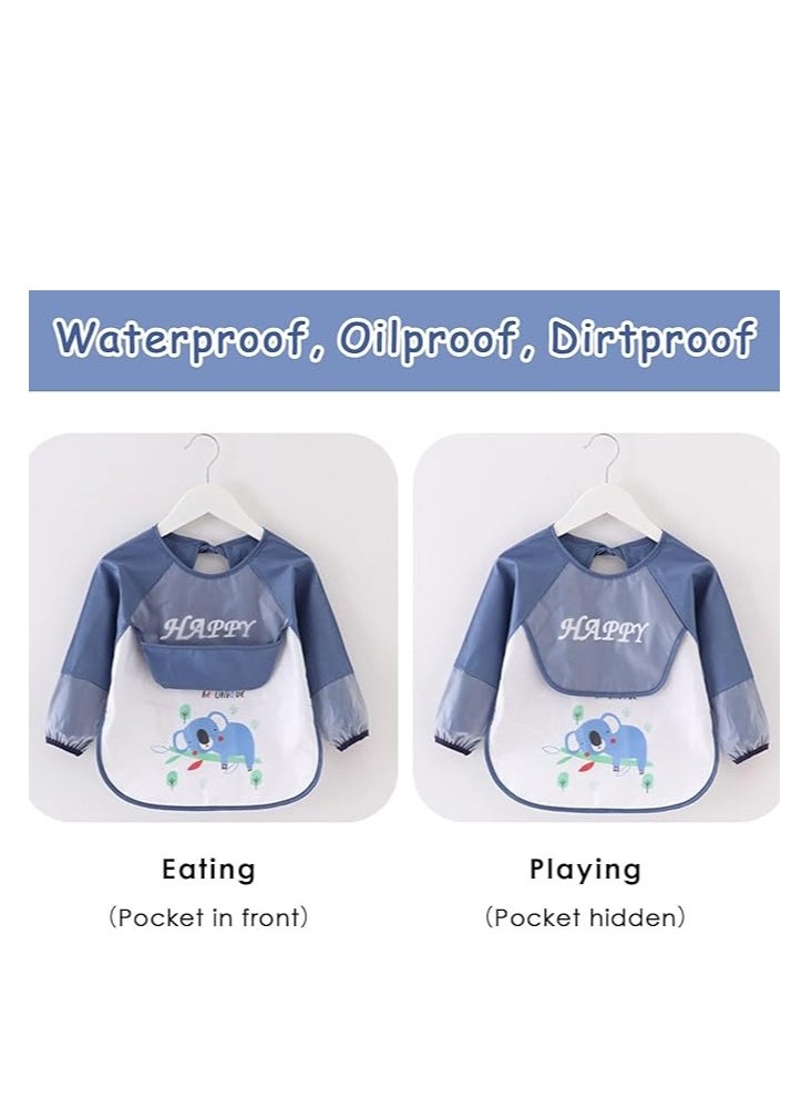 KASTWAVE Baby Bibs with Sleeves Waterproof Feeding Bibs, 3 Pcs Unisex Baby Bibs, Waterproof Bib for Toddlers, Machine Washable for Nursing Eating Playing Painting 6 Months to 3 Years Old  - Image 5