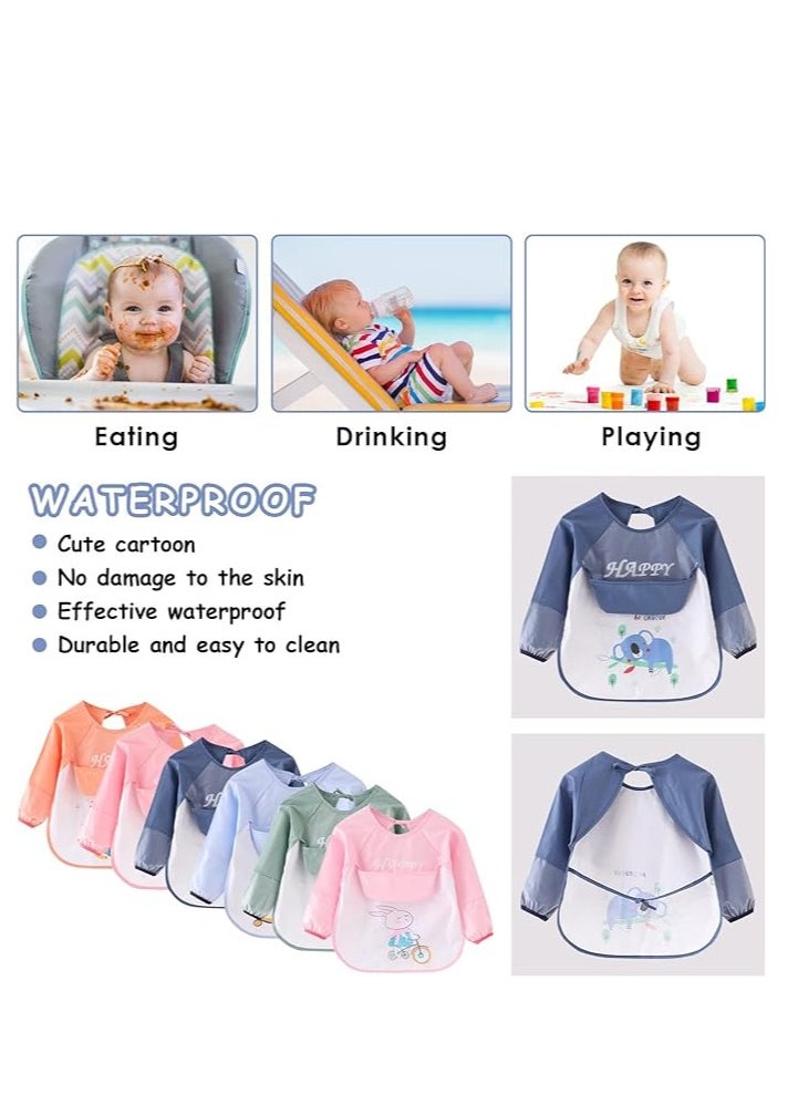 KASTWAVE Baby Bibs with Sleeves Waterproof Feeding Bibs, 3 Pcs Unisex Baby Bibs, Waterproof Bib for Toddlers, Machine Washable for Nursing Eating Playing Painting 6 Months to 3 Years Old  - Image 4