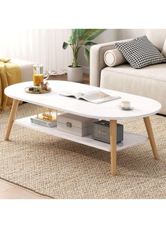 2 Tier Artificial Marble Side Table with Storage Shelf Modern Round Nightstand Bedside Table Coffee Accent Table Living Room Bedroom Small Space