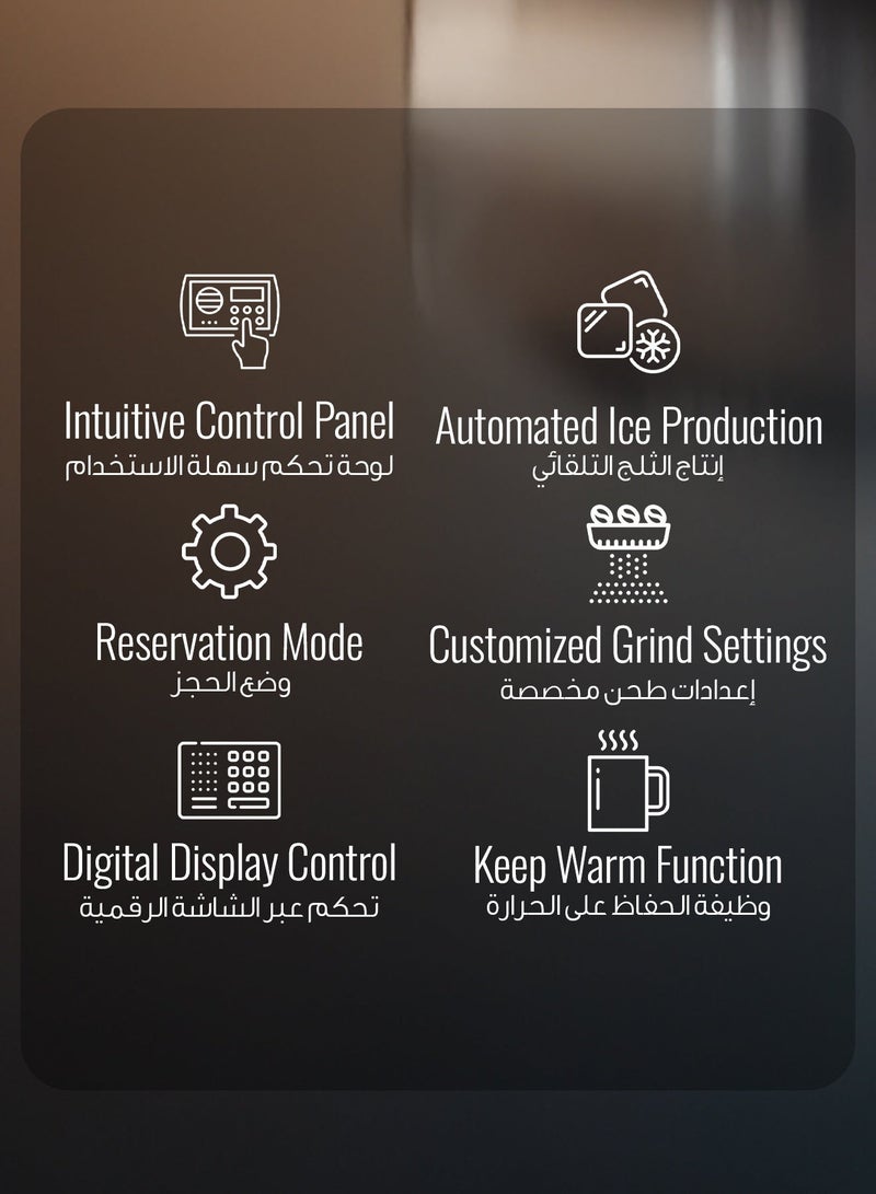 LePRESSO Fully Automatic Coffee Machine and Ice Maker, Built-In Adjustable Grinder Espresso Machine, Ice & Hot Coffee Maker, Touch Control Bean to Cup Coffee Machines, 1300W Power, 2.6L Capacity - Image 5