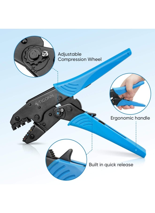 TICONN Crimping Tool For Heat Shrink Connectors - Ratcheting Wire Crimper - Crimping Pliers - Ratchet Terminal Crimper - Wire Crimp Tool 30C Blue  - Image 4