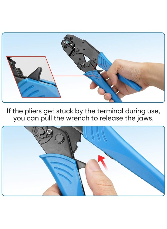TICONN Crimping Tool For Heat Shrink Connectors - Ratcheting Wire Crimper - Crimping Pliers - Ratchet Terminal Crimper - Wire Crimp Tool 30C Blue  - Image 3