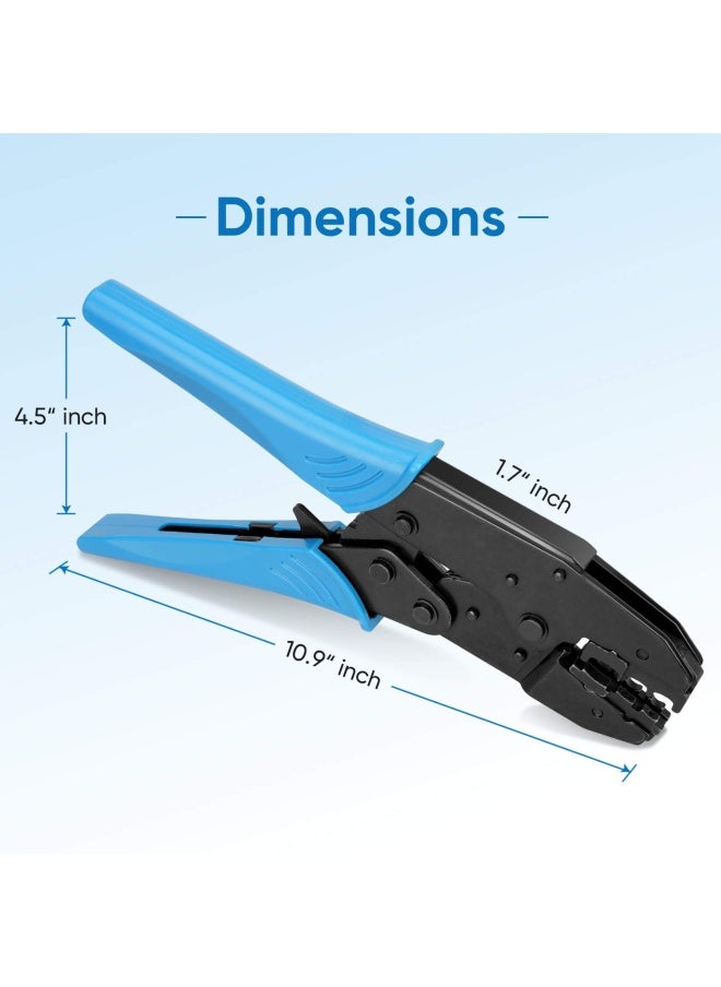 TICONN Crimping Tool For Heat Shrink Connectors - Ratcheting Wire Crimper - Crimping Pliers - Ratchet Terminal Crimper - Wire Crimp Tool 30C Blue  - Image 5
