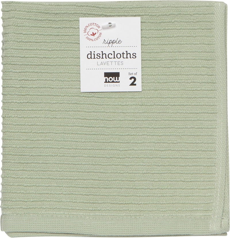 Now Designs Kitchen Dishcloths Ripple, Set of 4, Sage 4 Count - Image 2