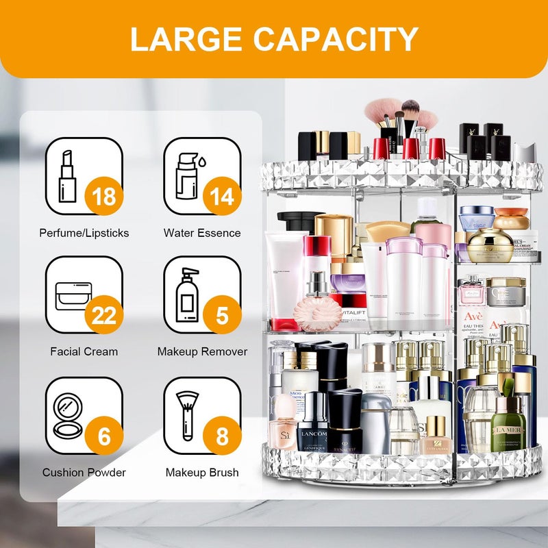 MISERWE Makeup Organizer 360 Degree Rotating 7 Adjustable Layers Large Capacity Cosmetic Organizer Transparent Make Up Organizers and Storage - Image 3