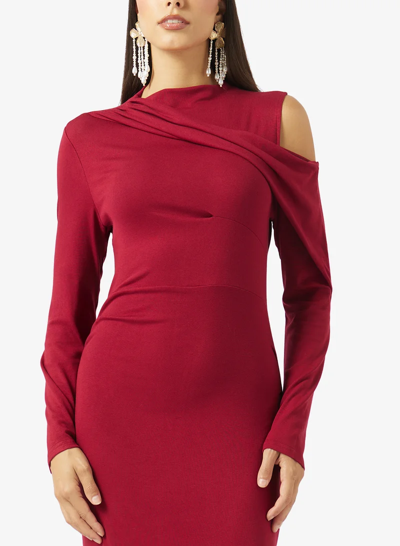 Ella  Cold Shoulder Dress With Drape Styled for Women | Best Price UAE