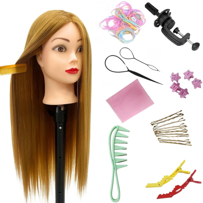 Yiifiulyn 26"-28" Light Auburn Hair Mannequin Head Practicing Braiding, Cosmetology Mannequin Head with Hair for Styling, Training Doll Head for Group Practice Braids Skills and Have Fun - Image 1