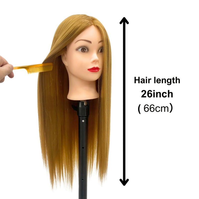 Yiifiulyn 26"-28" Light Auburn Hair Mannequin Head Practicing Braiding, Cosmetology Mannequin Head with Hair for Styling, Training Doll Head for Group Practice Braids Skills and Have Fun - Image 4