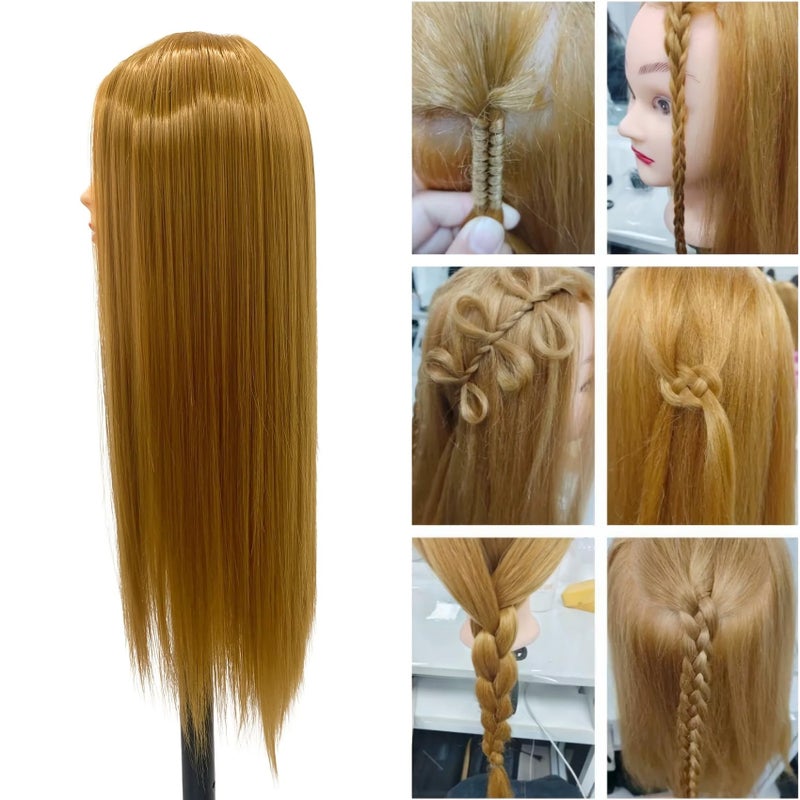 Yiifiulyn 26"-28" Light Auburn Hair Mannequin Head Practicing Braiding, Cosmetology Mannequin Head with Hair for Styling, Training Doll Head for Group Practice Braids Skills and Have Fun - Image 3