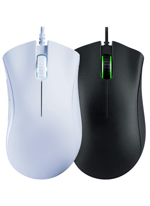 2Packs High-Performance Gaming Mouse – Precision Optical Sensor, Ergonomic Design, and Customizable Buttons - White Black Color