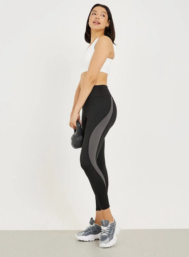 Styli Side Stripe Colorblock Calf Mesh Insert 7/8 Leggings
