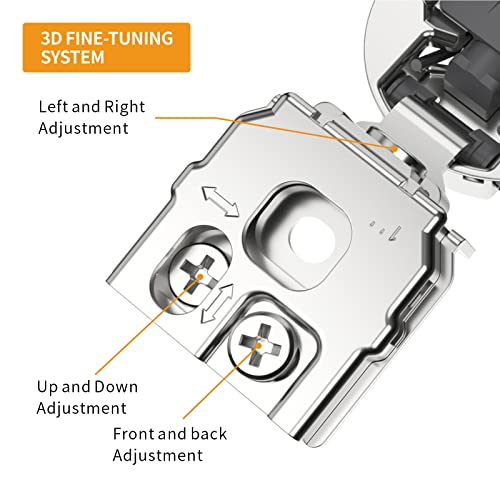 Chibery 10 Pack 1" Overlay 3D Soft Close Concealed Hinge for Face Frame Door, Smooth Slow Self Closing Hinges, Satin Nickel, Hidden 105° Open Angle Stainless Steel Hinge for Kitchen Cabinet Door - Image 4