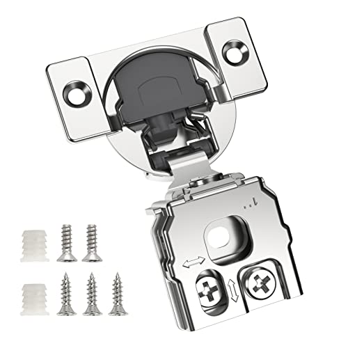 Chibery 10 Pack 1" Overlay 3D Soft Close Concealed Hinge for Face Frame Door, Smooth Slow Self Closing Hinges, Satin Nickel, Hidden 105° Open Angle Stainless Steel Hinge for Kitchen Cabinet Door - Image 1