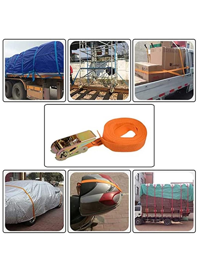 Soofam 2 Piece Ratchet Tie Down Lashing Strap 4M*25mm 250Kg Load Cap Polypropylene for Moving Cargo, Orange For Motorcycles,Car, Trailer,Household  - Image 5