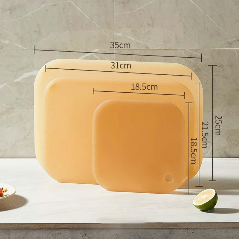 3-Piece Plastic Cutting Board Set for Kitchen, Ideal for Meat, Veggies u0026 Fruits, Non-Slip Design, Easy Grip Handle, Dishwasher Safe (Orange) - Image 5