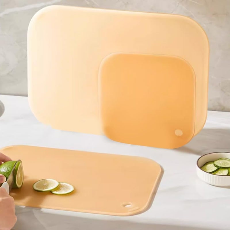 3-Piece Plastic Cutting Board Set for Kitchen, Ideal for Meat, Veggies u0026 Fruits, Non-Slip Design, Easy Grip Handle, Dishwasher Safe (Orange) - Image 3