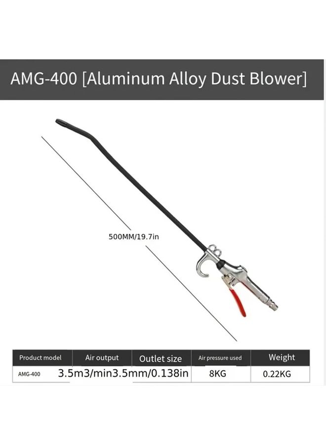 20 Inch Metal Air Blower Nozzle Long Reach Dust Debris Cleaning Tool Push Button Switch Pneumatic Accessory No Power Needed Home Renovation - Image 2