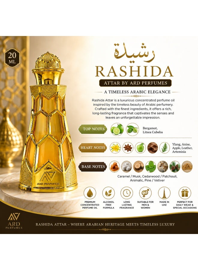 Ard Perfumes Rashida Attar 20ml – Women's Concentrated Perfume Oil (CPO), Timeless Arabic Elegance, Long Lasting Oriental Fragrance - Image 4