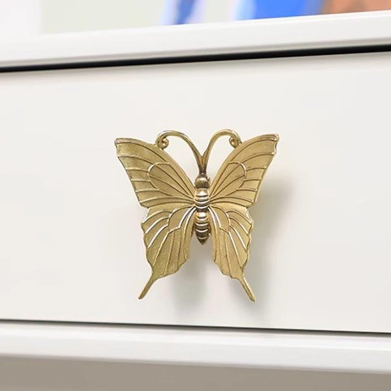 Solid Brass Butterfly Drawer Pulls Small Cabinet Knobs Smooth Surface Furniture Hardware - Image 3