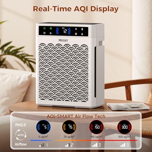 Prasky Air Purifiers for Home Large Room up to 3000sq.ft, PRASKY HEPA Air Purifier & with Activated Carbon for Office, Bedroom, Dorm Room, Kitchen - Image 3