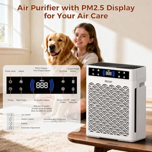 Prasky Air Purifiers for Home Large Room up to 3000sq.ft, PRASKY HEPA Air Purifier & with Activated Carbon for Office, Bedroom, Dorm Room, Kitchen - Image 4