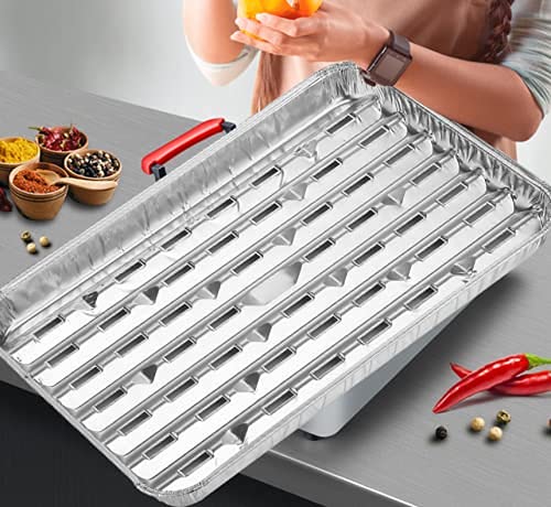 MILANGE Disposable Aluminum Grill Liner Topper with Holes 20 Pack Aluminum Foil Grill Pans 1340 Inch BBQ Grilling Tray Broiler Pans with Ribbed Bottom Surface