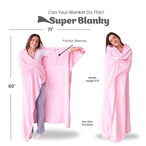 Super Blanky Wearable Blankets for Women, Adult Wearable Blanket Men, Christmas Gifts for Women, Comfy Girlfriend Birthday Gifts for Her, Wife Birthday Gift Ideas, Blanket With Sleeves - Baby Pink - Image 4