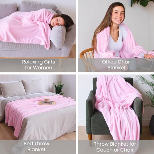 Super Blanky Wearable Blankets for Women, Adult Wearable Blanket Men, Christmas Gifts for Women, Comfy Girlfriend Birthday Gifts for Her, Wife Birthday Gift Ideas, Blanket With Sleeves - Baby Pink - Image 5