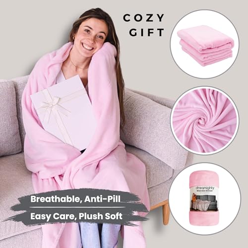 Super Blanky Wearable Blankets for Women, Adult Wearable Blanket Men, Christmas Gifts for Women, Comfy Girlfriend Birthday Gifts for Her, Wife Birthday Gift Ideas, Blanket With Sleeves - Baby Pink - Image 3