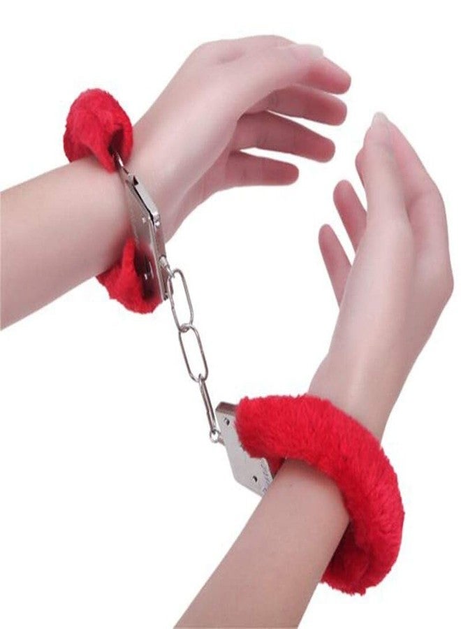 بروكارت أصفاد شرطة لعبة للأطفال من بروكارت - إكسسوار تنكري من القطيفة الناعمة | أصفاد معدنية آمنة بغطاء منفوش ومفاتيح - مثالية لعيد الحب، ولعب الأدوار، والأزياء التنكرية (أحمر ووردي) - Image 5