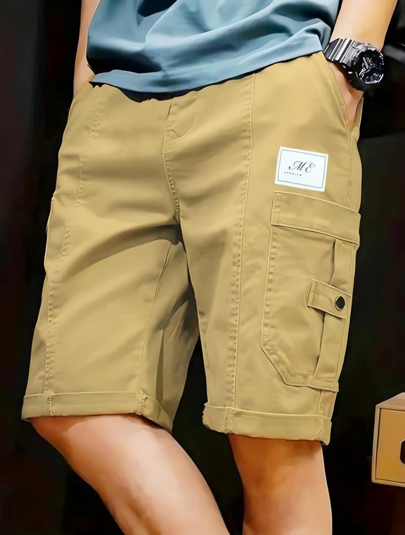 NoseQueen Men Fashion Cotton Shorts Pant for Men, Drawstring Waist Casual Half Pant for Man, Relaxed Fit Grey - Image 3