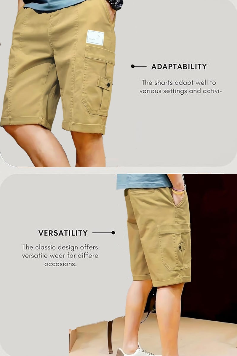 NoseQueen Men Fashion Cotton Shorts Pant for Men, Drawstring Waist Casual Half Pant for Man, Relaxed Fit Grey - Image 4
