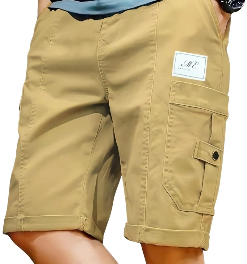 NoseQueen Men Fashion Cotton Shorts Pant for Men, Drawstring Waist Casual Half Pant for Man, Relaxed Fit Grey - Image 1