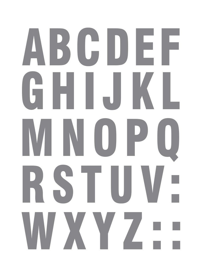 decalbazaar ملصق زجاجي للحائط بأحرف الأبجدية ABC بخط Arial Black 1.5 بوصة فضي - Image 1