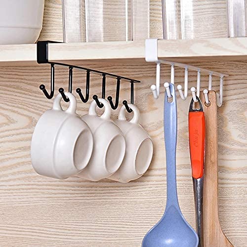 Tendula Metal Multifunction Under Shelf Coffee Mug Cup Holder Rack Organizer Stand for Kitchen Counter Cabinet Table with 6 Hooks 2 - Image 1