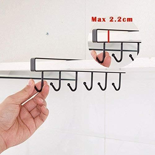 Tendula Metal Multifunction Under Shelf Coffee Mug Cup Holder Rack Organizer Stand for Kitchen Counter Cabinet Table with 6 Hooks 2 - Image 4