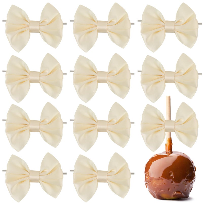 AIMUDI Ivory Satin Ribbon Bows with Twist Ties for Treat Bags 3.5" Ivory Bows for Crafts Small Bows for Gift Wrapping Premade Bows for Cake Pop Candy Apples Gift Bags Wedding Baby Shower -24 Counts - Image 1