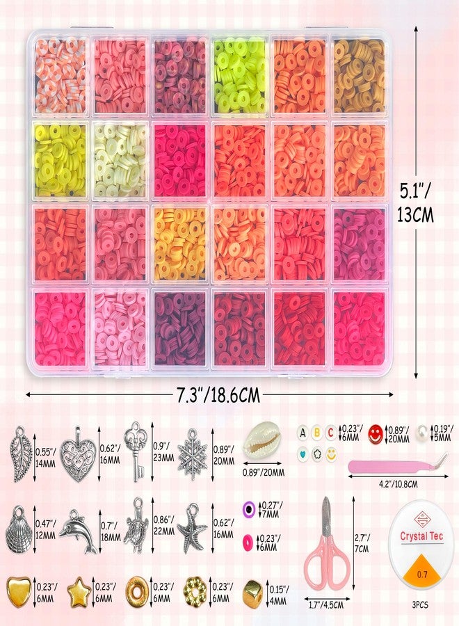 LINAYE 14000 PCS Clay Beads Kit with 120-Colors 6 Boxes Flat Preppy Polymer Heishi Beads with Pendant Charms Crafts Accessories, Friendship Bracelet Making Kit Crafts Supplies Kit Gift for Kids Adults - Image 4