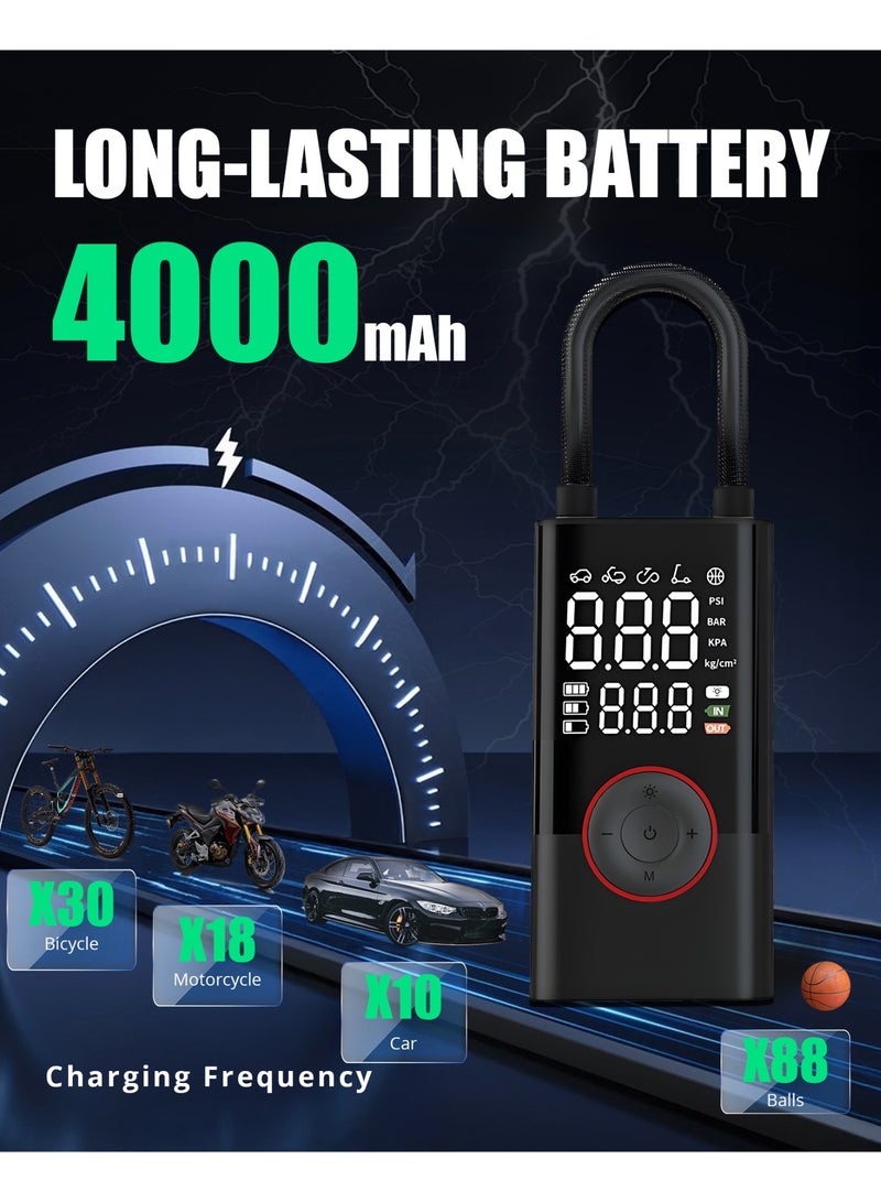 Generic Cordless Tire Inflator Portable Air Compressor, 150PSI Dual Power, Air Pump for Car Tires, Bike, Motorcycle, Bicycle, Electric Pump with LED Light & Digital Pressure Gauge  - Image 2