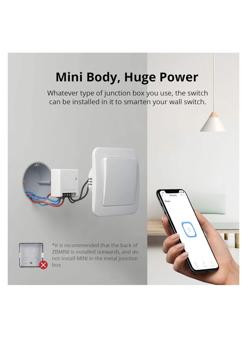Cobest Zigbee Mini Smart Light Switch(2 Way) Works With Alexa Smartthings Hub Google Home& Zbbridge Zigbee Hub Required Neutral Wire Required Zigbee 3.0 Protocol Smart Home White - Image 4
