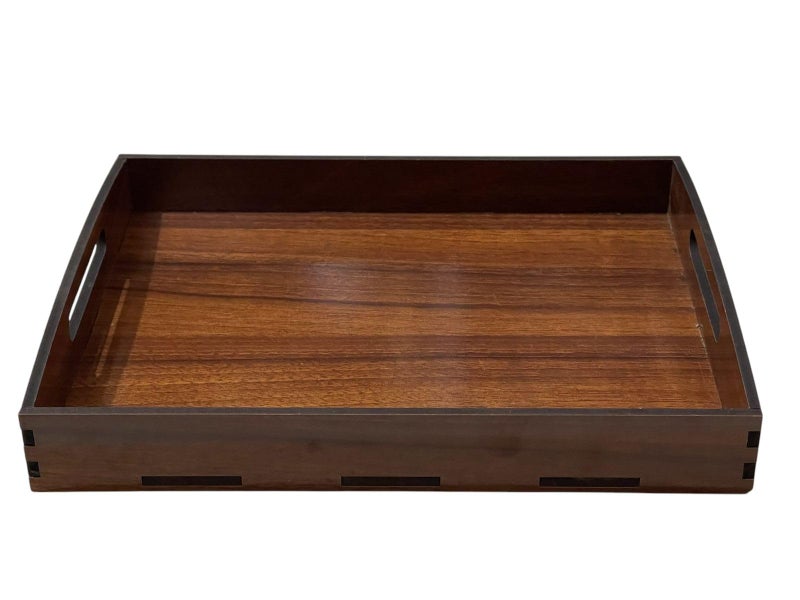 Nishomes Decorative Wooden Serving Tray with Handles, Dark Brown, Rectangle, Ideal for Breakfast, Tea, Coffee, Snacks - Multipurpose (11x9x1.5) inch Brown - Image 1