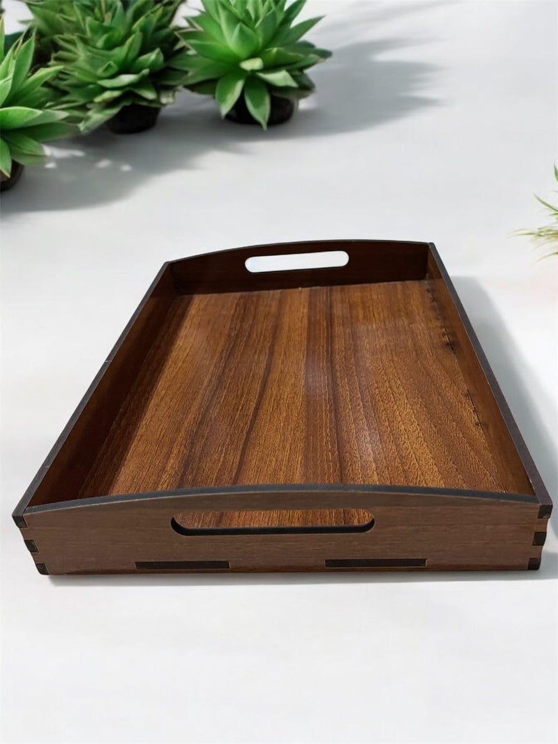 Nishomes Decorative Wooden Serving Tray with Handles, Dark Brown, Rectangle, Ideal for Breakfast, Tea, Coffee, Snacks - Multipurpose (11x9x1.5) inch Brown - Image 5